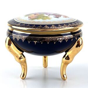 Vintage Limoges France Fragonard Jewelry/Trinket Box Blue Courting Couple